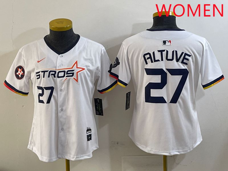Women Houston Astros 27 Altuve White three generations Joint Name Nike 2025 MLB Jersey style 5